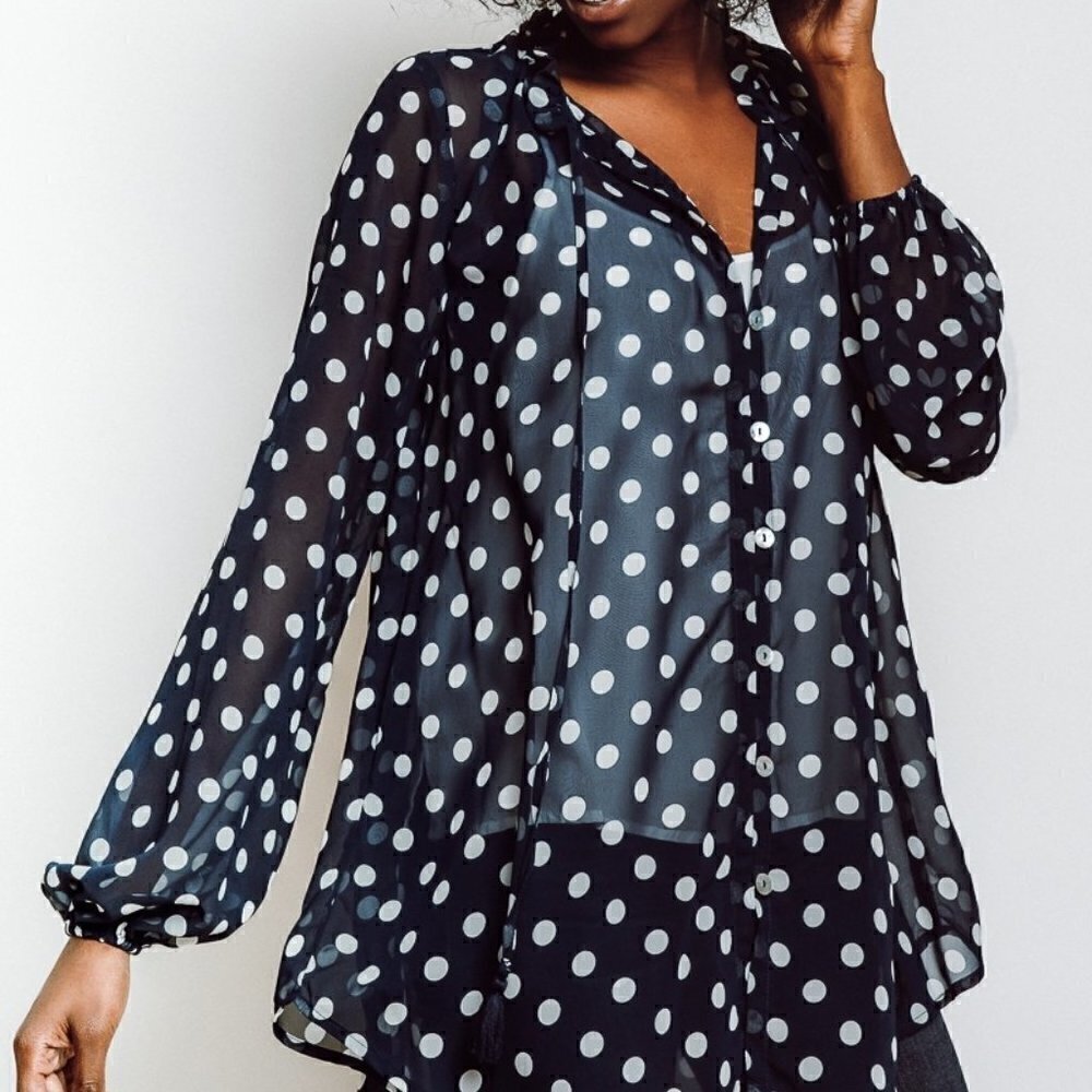 Show me your mumu alicia polka dot button down tunic size S